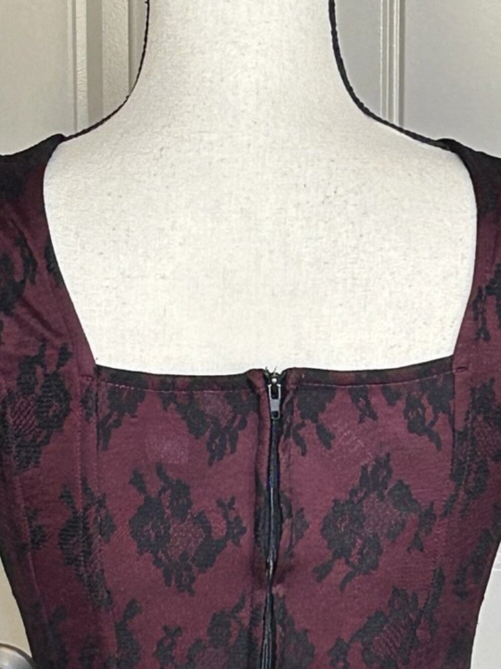 Social Collision Womens Sz M Lace Up Back Zip Corset Top Red Black Burlesque - Picture 8 of 14
